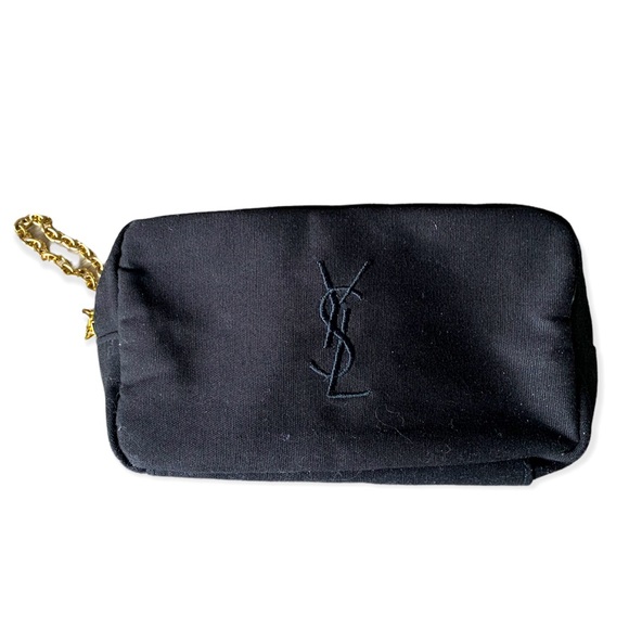 Yves Saint Laurent Parfums Cosmetic Black Canvas Zip Pouch Bag